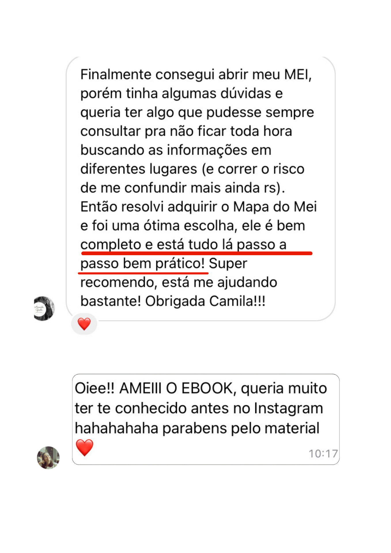 Depoimento real recebido no Instagram